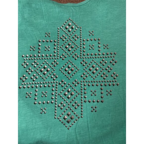 Bit & Bridle Womens  Sleeveless Fringe Tank Top Western Design Teal Green Size L - Picture 3 of 8